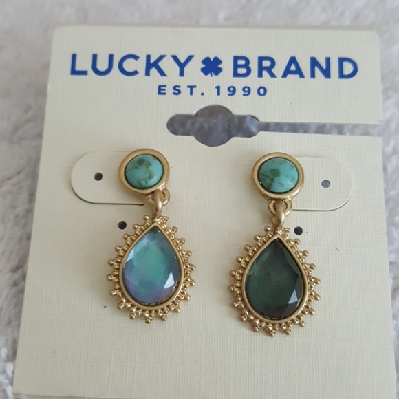 New Lucky Brand Turquoise/Mother of Pearl Earrings - Picture 2 of 6
